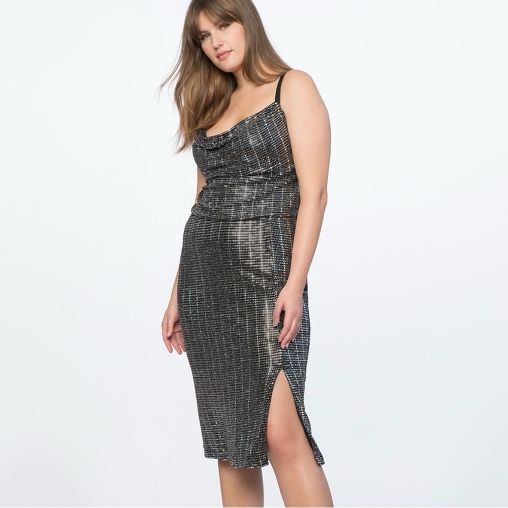 Eloquii black and silver shimmering sequins scoop cocktail dress size 20
